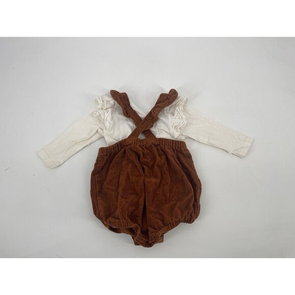 Ruffle Corduroy Romper Brown One Piece Set Holiday Fall 18-24 Month - Picture 3 of 14